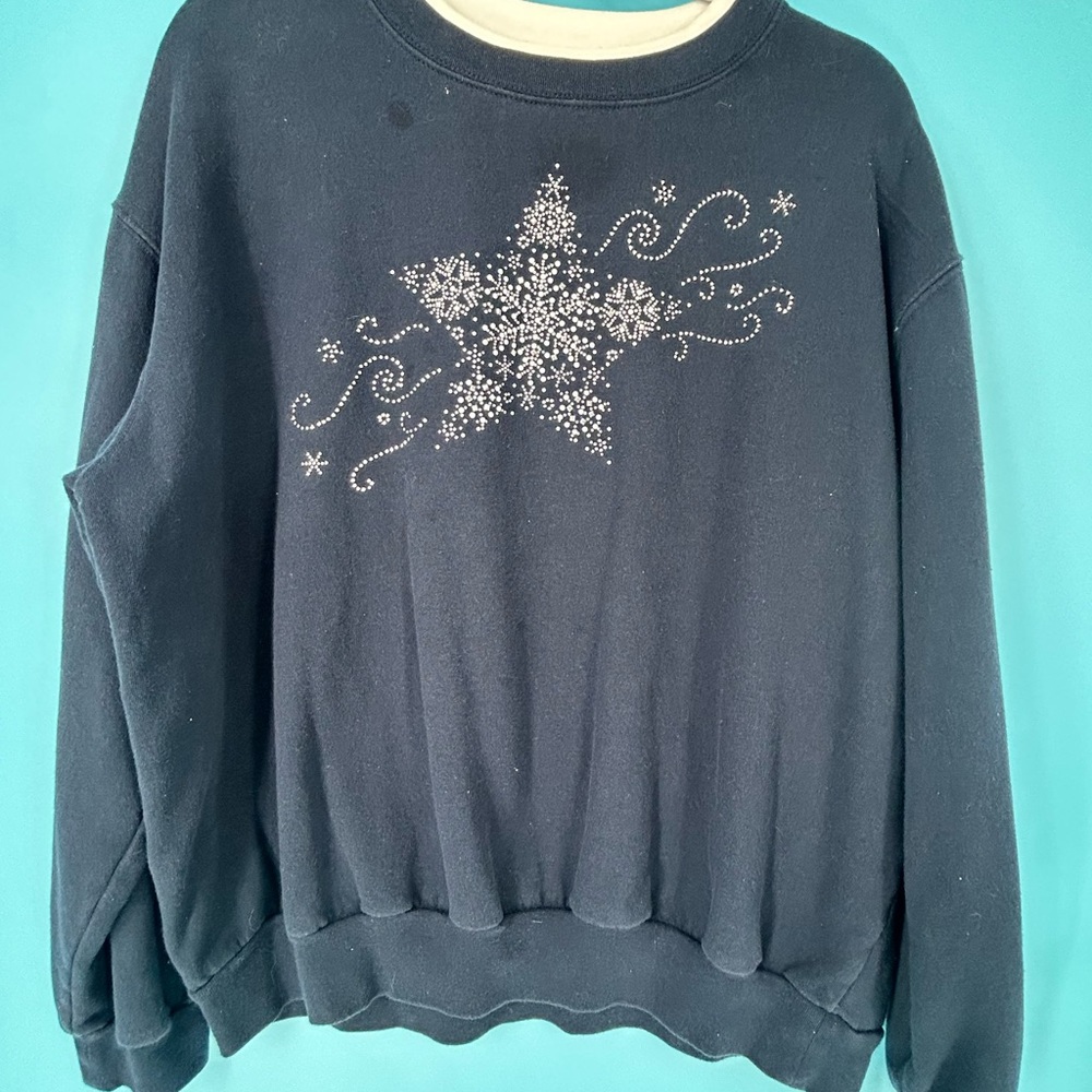 Elegant Navy Star Sweater SZ XL